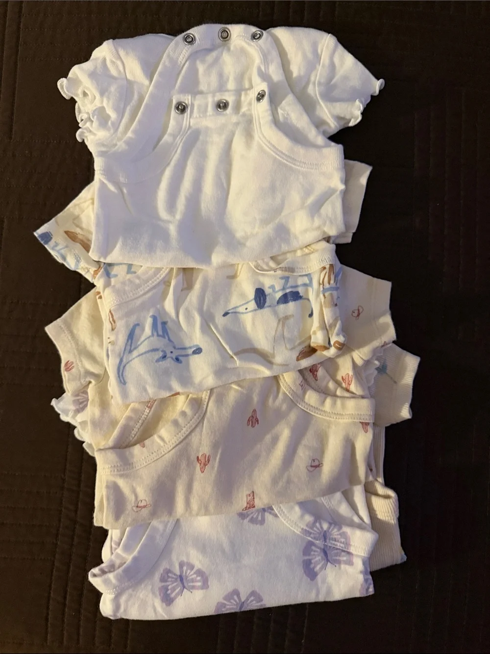 Carter's Baby Bodysuits Set in White, Yellow, Purple